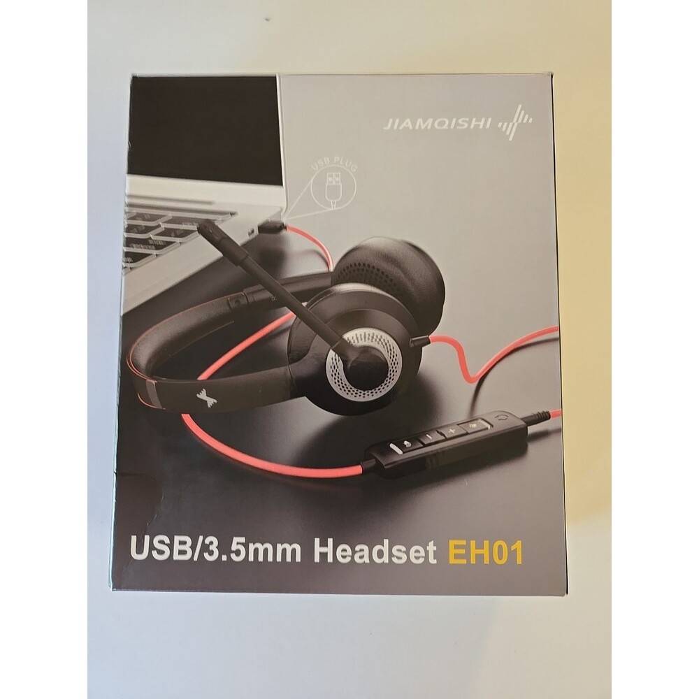 Jiamqishi EH01 Black Adjustable Headband USB 3.5mm Jack Headset New Without Tags